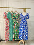 Summer V-Neck Puff Sleeves Back Tie Maxi Dress